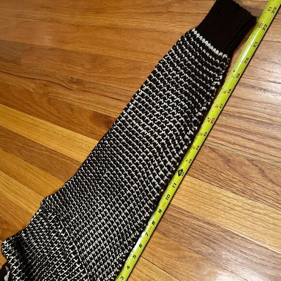 Vintage Chunky Knit Sweater Brown White Checkered Pattern Retro Pullover GS Co. - Picture 6 of 8